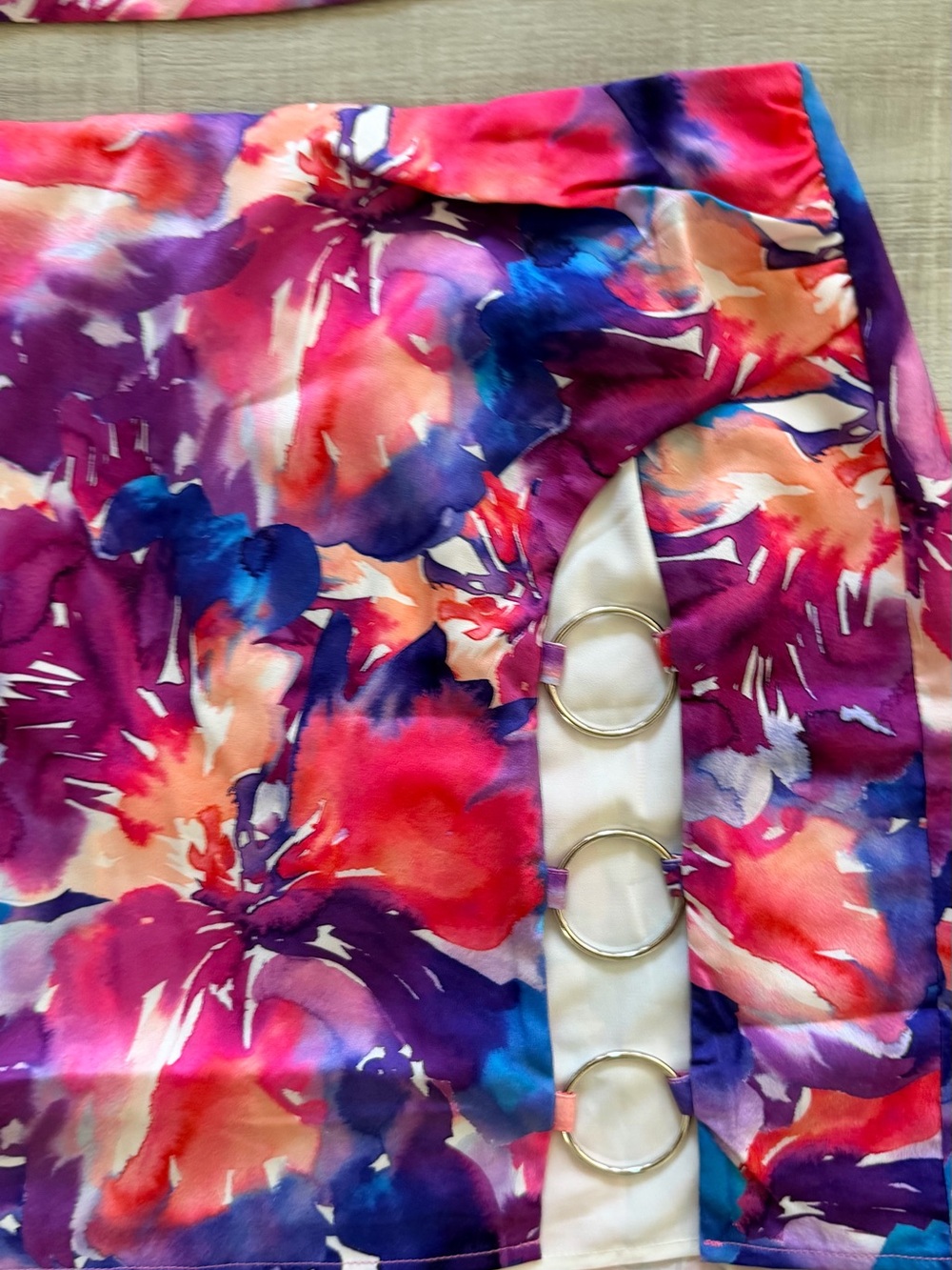For Love & Lemons Pink and Purple Watercolor Floral mini skirt set - Picture 7 of 9